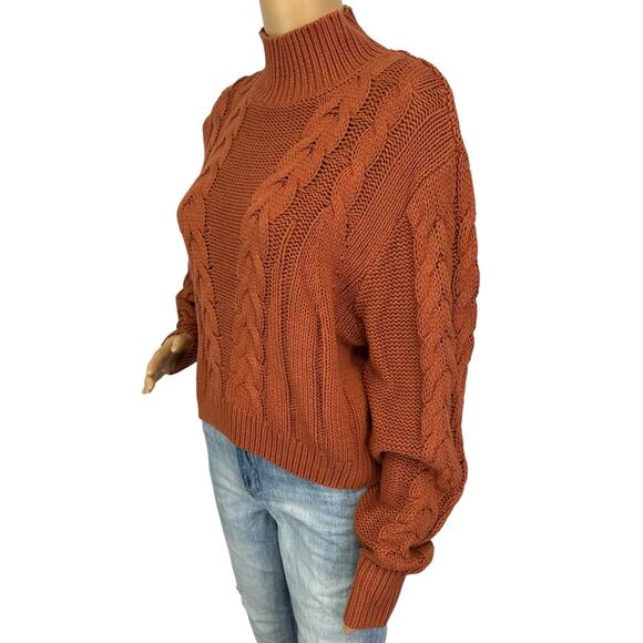 2/$30 Aeropostale Cable Knit Mock Neck Sweater Orange Pullover Knit Size XL - Picture 4 of 12